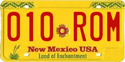 NM license plate 010ROM