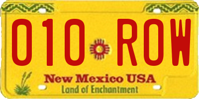 NM license plate 010ROW