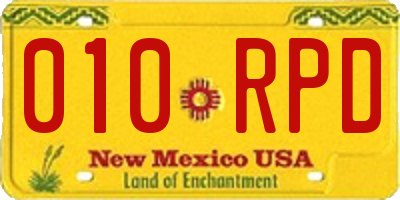 NM license plate 010RPD