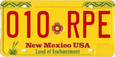 NM license plate 010RPE