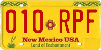 NM license plate 010RPF