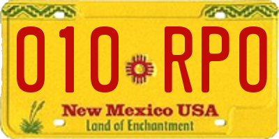 NM license plate 010RPO