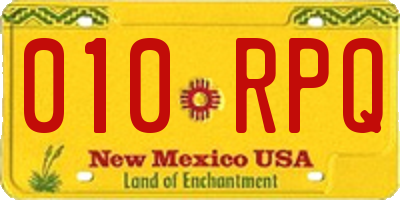 NM license plate 010RPQ