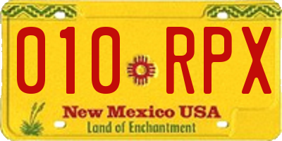 NM license plate 010RPX