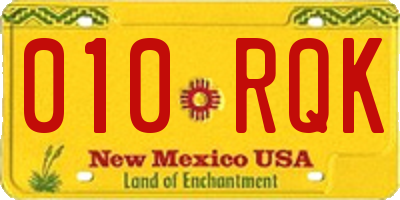 NM license plate 010RQK