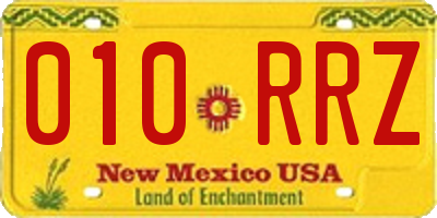 NM license plate 010RRZ