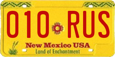 NM license plate 010RUS