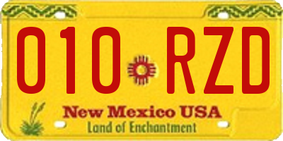 NM license plate 010RZD