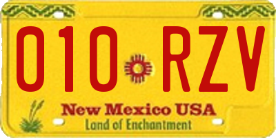 NM license plate 010RZV