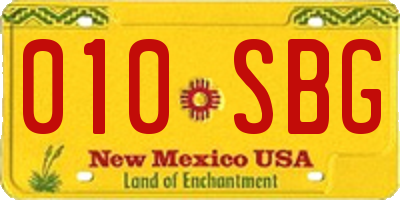 NM license plate 010SBG