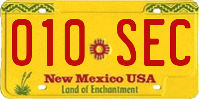 NM license plate 010SEC