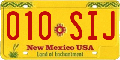 NM license plate 010SIJ