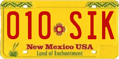 NM license plate 010SIK