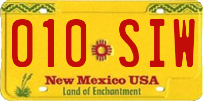 NM license plate 010SIW