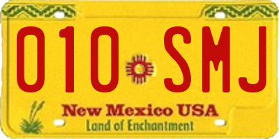 NM license plate 010SMJ