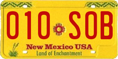 NM license plate 010SOB