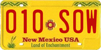 NM license plate 010SOW