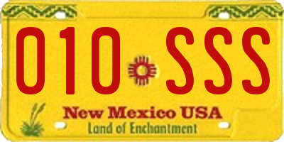 NM license plate 010SSS
