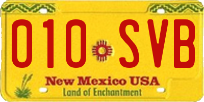 NM license plate 010SVB