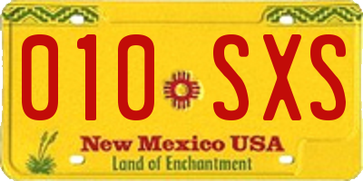 NM license plate 010SXS