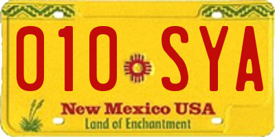 NM license plate 010SYA