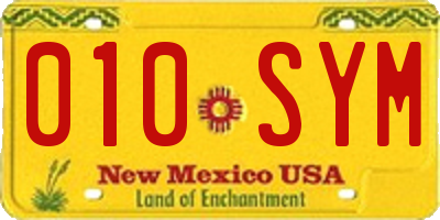 NM license plate 010SYM