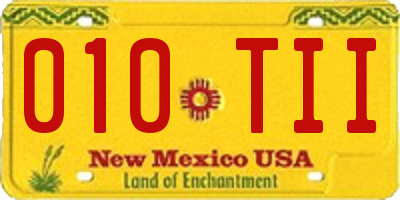 NM license plate 010TII