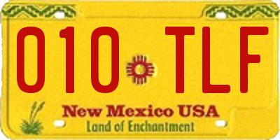 NM license plate 010TLF