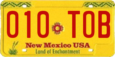 NM license plate 010TOB