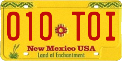 NM license plate 010TOI