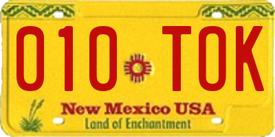 NM license plate 010TOK