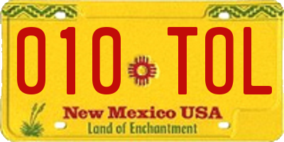 NM license plate 010TOL