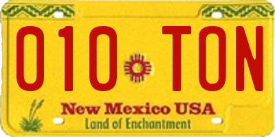 NM license plate 010TON