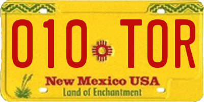 NM license plate 010TOR