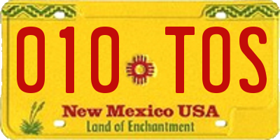 NM license plate 010TOS