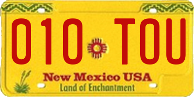 NM license plate 010TOU