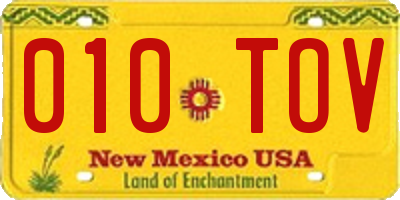 NM license plate 010TOV