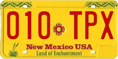 NM license plate 010TPX