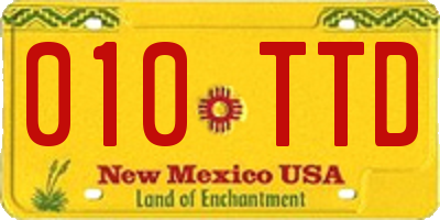 NM license plate 010TTD