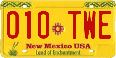 NM license plate 010TWE