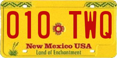NM license plate 010TWQ