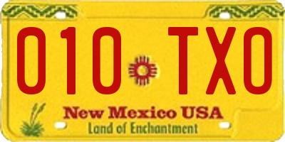 NM license plate 010TXO