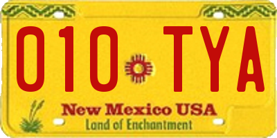 NM license plate 010TYA