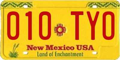 NM license plate 010TYO