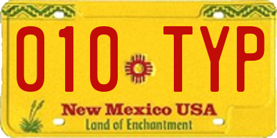 NM license plate 010TYP