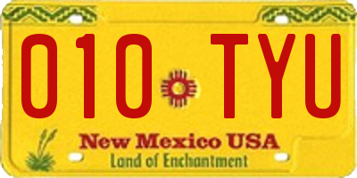 NM license plate 010TYU