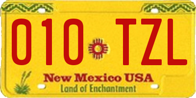 NM license plate 010TZL