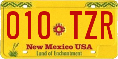 NM license plate 010TZR