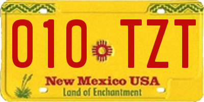 NM license plate 010TZT