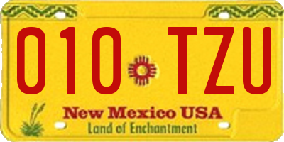 NM license plate 010TZU